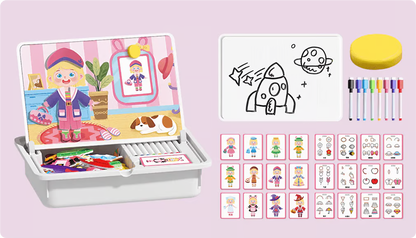 Magnetic Puzzles Face Dress Up Travel Game Double Side Preschool Educational Learning Toy for Kids