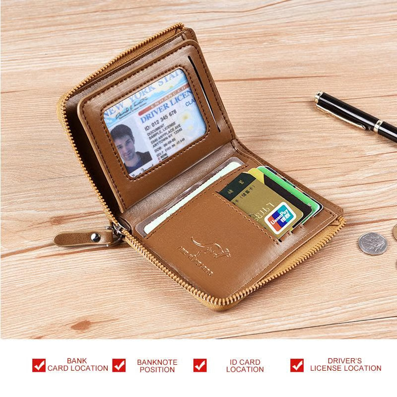 🎁-Men Wallet Zipper  Purse ( RFID PROTECTED )