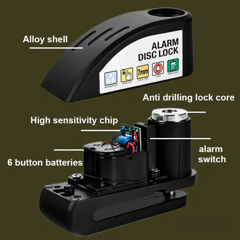🔒 Motorcycle/Bicycle Disc Brake Lock with Alarm | Instant Security, Effective Deterrent 🚨