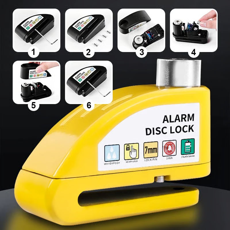 🔒 Motorcycle/Bicycle Disc Brake Lock with Alarm | Instant Security, Effective Deterrent 🚨