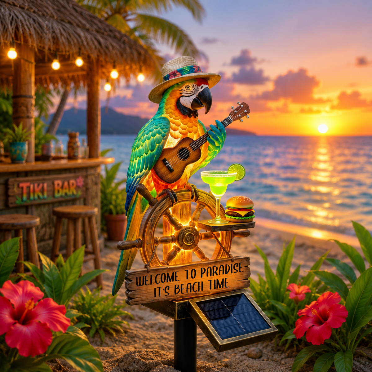 🔥Last Day 40% OFF Sola🔥-🌴Powered Parrot Garden Light/Jesus Garden Statue- "Welcome to Paradise"