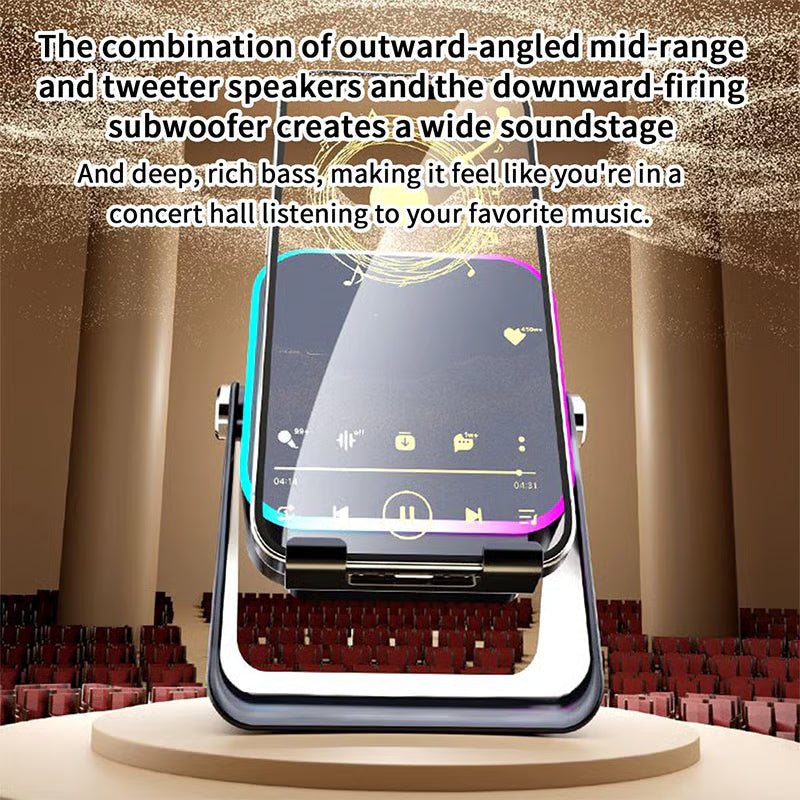 🔥New Year Special Offer sale – up to 50% off🎶📱 5-in-1 Wireless Induction Speaker with Adjustable Phone Stand