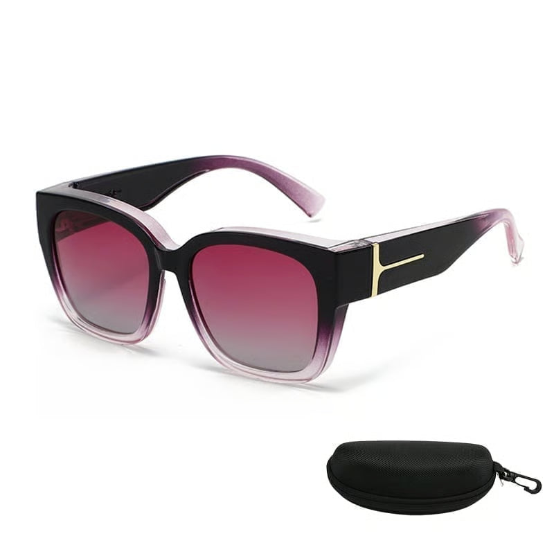 Polarized Square Sunglasses with Wrap-Around Design