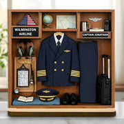 Personalized Pilot 2-Layer Wood Plaque - Custom Airline Captain Name Gift for Pilots And Aviation Lovers