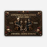 "Annoying Each Other Since" Skeleton Couple Metal Sign - Personalized Anniversary Decor Gift for Couples