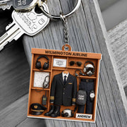Airline Pilot Uniform Personalized Acrylic Keychain - Custom Gift for Aviation Crew