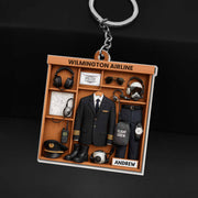 Airline Pilot Uniform Personalized Acrylic Keychain - Custom Gift for Aviation Crew