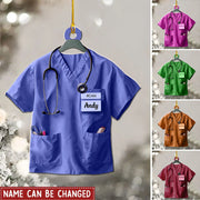 Personalized Nurse Scrub Uniform Acrylic Ornament - Custom Name Christmas Keepsake Gift for Nurses