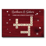 Brothers & Sisters Forever Linked Together - Custom Scrabble Names Canvas / Poster Gift
