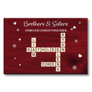 Brothers & Sisters Forever Linked Together - Custom Scrabble Names Canvas / Poster Gift