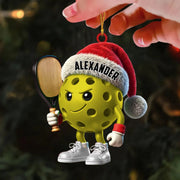 Custom Name Pickleball Santa Acrylic Ornament - Personalized Christmas Tree Gift for Pickleball Players