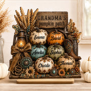 "Grandma's Pumpkin Patch" Custom Wooden Plaque - Personalized Western Leopard Pumpkin Decor Gift for Her
