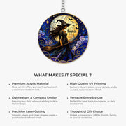 Moonlit Witch Acrylic Keychain - Custom Halloween Name Gift for Women