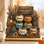 Grandma's Pumpkin Patch Personalized Wooden Plaque - Custom Fall Halloween Gift for Grandma