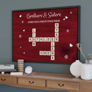 Brothers & Sisters Forever Linked Together - Custom Scrabble Names Canvas / Poster Gift