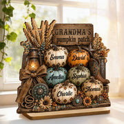 "Grandma's Pumpkin Patch" Custom Wooden Plaque - Personalized Western Leopard Pumpkin Decor Gift for Her