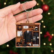Airline Pilot Uniform Personalized Acrylic Keychain - Custom Gift for Aviation Crew