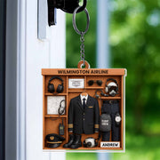Airline Pilot Uniform Personalized Acrylic Keychain - Custom Gift for Aviation Crew