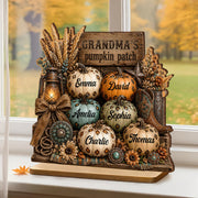 "Grandma's Pumpkin Patch" Custom Wooden Plaque - Personalized Western Leopard Pumpkin Decor Gift for Her