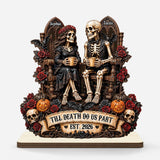 "Till Death Do Us Part" Personalized Skeleton Couple Wooden Plaque - Custom Anniversary, Wedding & Halloween Gifts