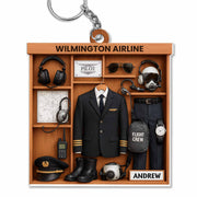 Airline Pilot Uniform Personalized Acrylic Keychain - Custom Gift for Aviation Crew