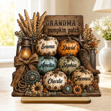 "Grandma's Pumpkin Patch" Custom Wooden Plaque - Personalized Western Leopard Pumpkin Decor Gift for Her