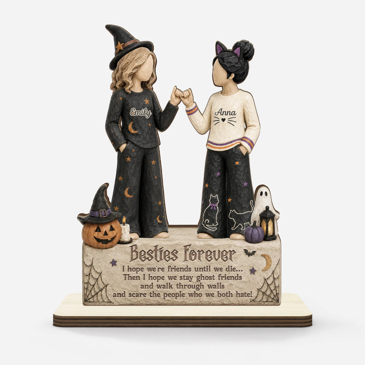 Besties Forever I Hope We're Friends Until We Die - Personalized Halloween Wooden Plaque Decor Gift