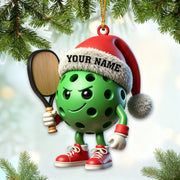 Custom Name Pickleball Santa Acrylic Ornament - Personalized Christmas Tree Gift for Pickleball Players