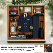 Personalized Pilot 2-Layer Wood Plaque - Custom Airline Captain Name Gift for Pilots And Aviation Lovers