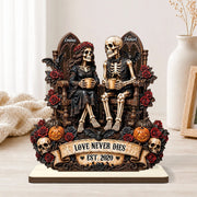 "Till Death Do Us Part" Personalized Skeleton Couple Wooden Plaque - Custom Anniversary, Wedding & Halloween Gifts