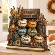 Grandma's Pumpkin Patch Personalized Wooden Plaque - Custom Fall Halloween Gift for Grandma