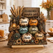 "Grandma's Pumpkin Patch" Custom Wooden Plaque - Personalized Western Leopard Pumpkin Decor Gift for Her