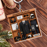 Airline Pilot Uniform Personalized Acrylic Keychain - Custom Gift for Aviation Crew