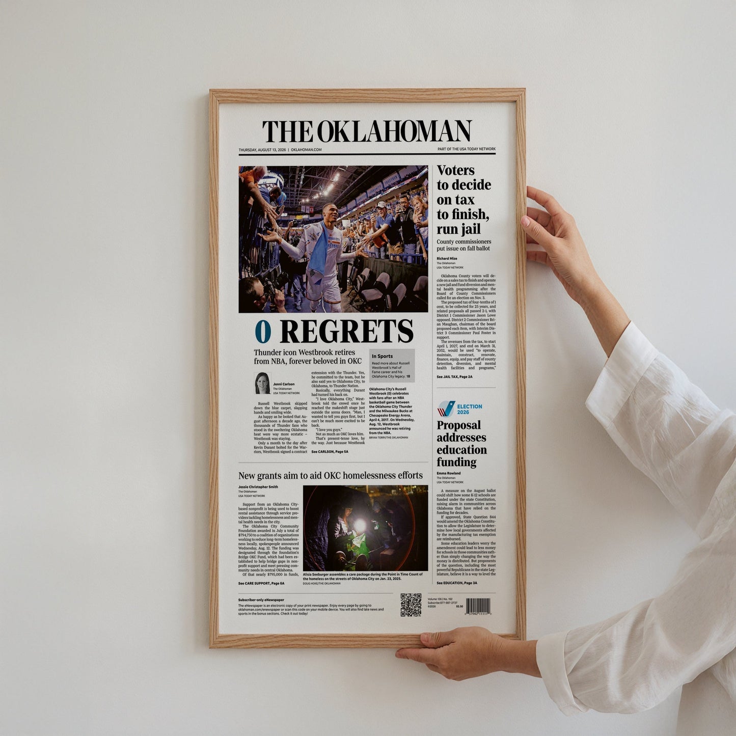 Russell Westbrook 0 Regrets Front Page Wall Art