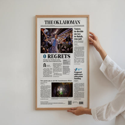 Russell Westbrook 0 Regrets Front Page Wall Art