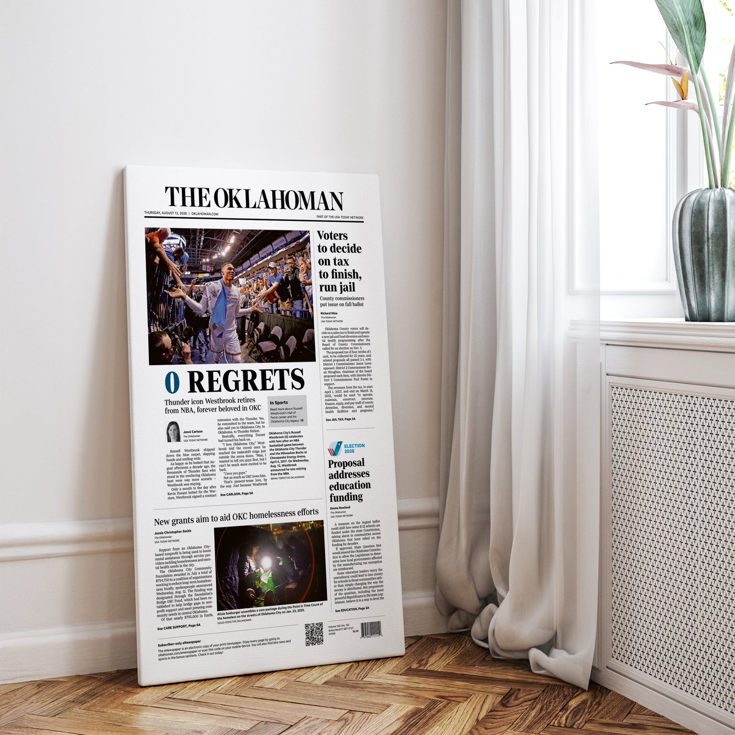Russell Westbrook 0 Regrets Front Page Wall Art