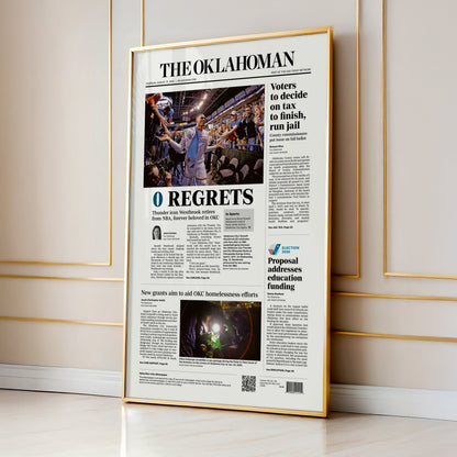 Russell Westbrook 0 Regrets Front Page Wall Art