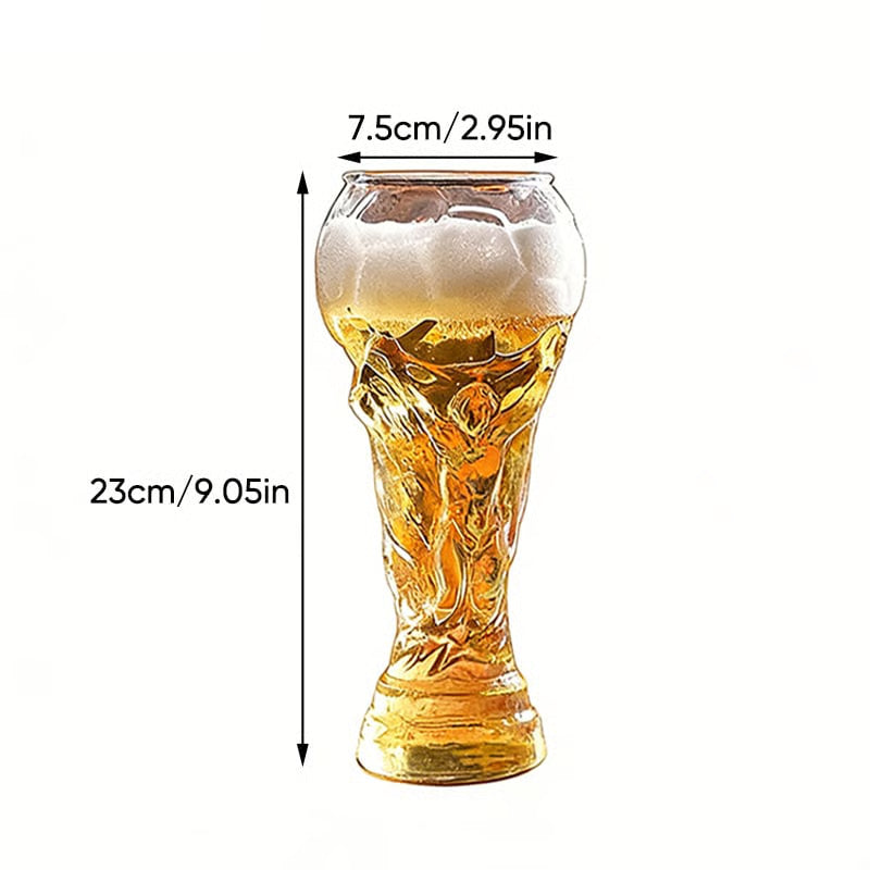Soccer Trophy Style Beer Glass
