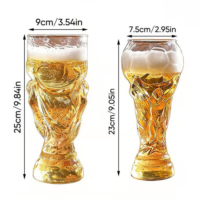 Soccer Trophy Style Beer Glass
