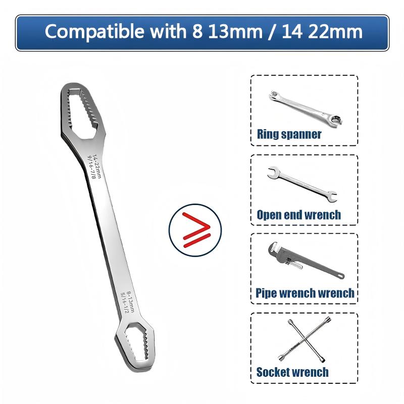 Multi-Function Self-Adjusting Dual Head Wrench