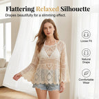 👒 🌊 Women's Vintage-Inspired Lace Cover-Up Blouse – Flare Sleeves. Bohemian Beachwear 🌸