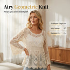 👒 🌊 Women's Vintage-Inspired Lace Cover-Up Blouse – Flare Sleeves. Bohemian Beachwear 🌸