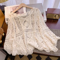 👒 🌊 Women's Vintage-Inspired Lace Cover-Up Blouse – Flare Sleeves. Bohemian Beachwear 🌸
