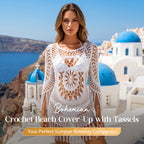 👙 NU 51% KORTING! 🌊 Boheemse gehaakte strandcover-up met kwastjes – Luchtig. soepel vallend & boho-chic – perfect voor aan het zwembad. op het strand of op zomervakantie – met verstelbare pasvorm 🧶