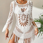 👙 NU 51% KORTING! 🌊 Boheemse gehaakte strandcover-up met kwastjes – Luchtig. soepel vallend & boho-chic – perfect voor aan het zwembad. op het strand of op zomervakantie – met verstelbare pasvorm 🧶