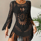 👙 NU 51% KORTING! 🌊 Boheemse gehaakte strandcover-up met kwastjes – Luchtig. soepel vallend & boho-chic – perfect voor aan het zwembad. op het strand of op zomervakantie – met verstelbare pasvorm 🧶
