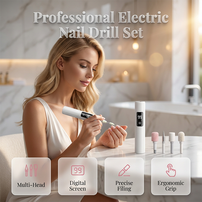 Professional Electric Nail Polisher – Smooths thick nails. 99-speed display. Multiple heads for shaping & buffing. Salon at home! 🌟💎