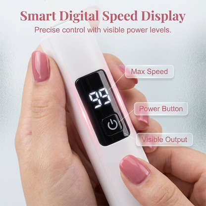 Professional Electric Nail Polisher – Smooths thick nails. 99-speed display. Multiple heads for shaping & buffing. Salon at home! 🌟💎