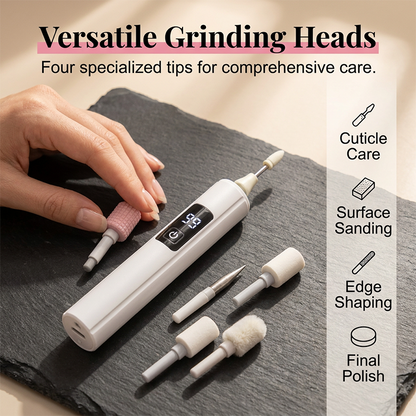 Professional Electric Nail Polisher – Smooths thick nails. 99-speed display. Multiple heads for shaping & buffing. Salon at home! 🌟💎