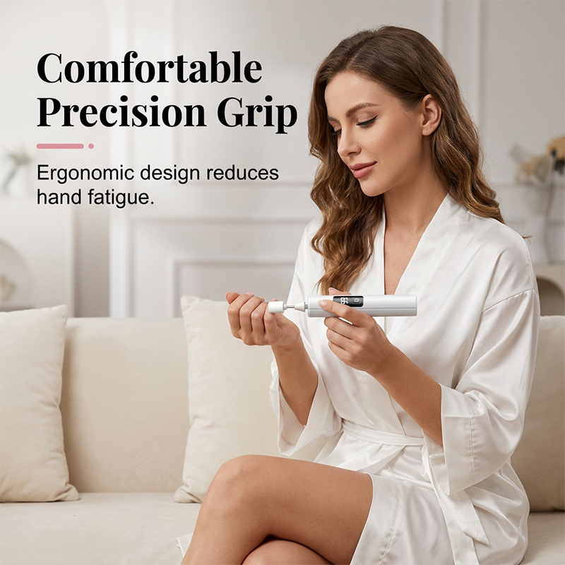 Professional Electric Nail Polisher – Smooths thick nails. 99-speed display. Multiple heads for shaping & buffing. Salon at home! 🌟💎